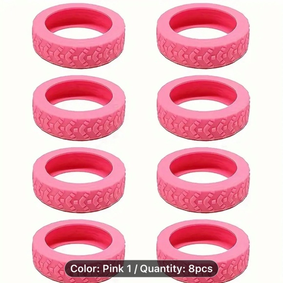 8pcs HOT PINK SILICONE LUGGAGE WHEEL PROTECTORS - Picture 7 of 10